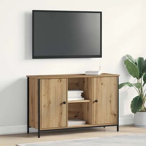 vidaXL Ντουλάπα Τηλεόρασης Μαύρη Δρυς 101x35x65 εκ. Κατασκευασμένο από ξύλο και ατσάλι