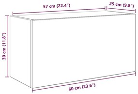 ντουλάπι τοίχου μπάνιου μαύρο 60x25x30 cm κατασκευασμένο ξύλο - Μαύρο