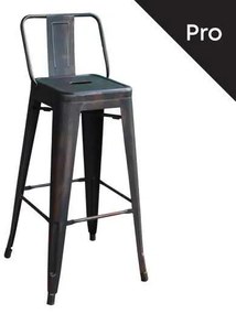 Σκαμπώ RELIX BAR Με Πλάτη Antique Black 43x43x76/100cm