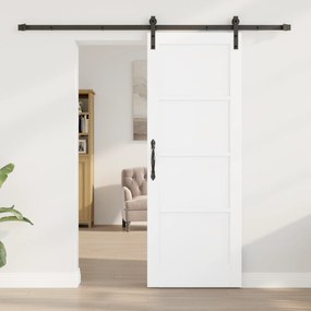 vidaXL Συρόμενη Πόρτα με Σετ Εξαρτημάτων Λευκή 73.5x198.5 cm Συμπαγές Ξύλο Πεύκου