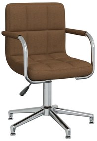 vidaXL Καρέκλα Τραπεζαρίας Περιστρεφόμενη Καφέ Υφασμάτινη