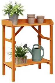 vidaXL Στήριξη φυτών με ράφι Καφέ 75 x 40 x 90 εκ. Μασίφ ξύλο πεύκου