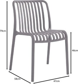 MODA-H Καρέκλα Στοιβαζόμενη, PP - UV Protection, Απόχρωση Ανθρακί   1τμχ