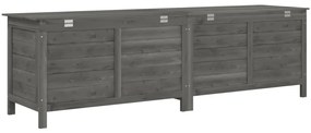 vidaXL Μπαούλο Αποθ. Κήπου Ανθρακί 198,5x50x56,5εκ Μασίφ Ξύλο Ελάτης