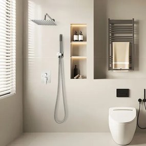 VEVOR Shower Faucet Set 10&quot; Square Rain Shower Head and Hand Set Silver Chrome
