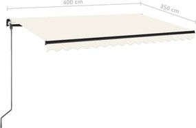 vidaXL Τέντα Συρόμενη Χειροκίνητη Κρεμ 400 x 350 εκ.