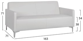 Καναπές Τριθέσιος NELLIE με PU Λευκό 163x71x71Υ εκ. 163x71x71 εκ.