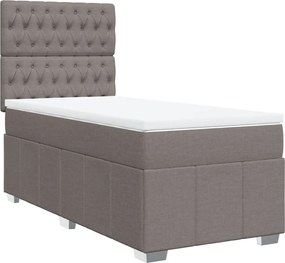 vidaXL Κρεβάτι Boxspring με Στρώμα Taupe 100 x 200 εκ. Υφασμάτινο