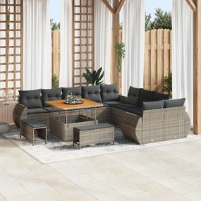 vidaXL Σετ Καναπέ Κήπου 13 pcs Γκρι συνθετικό ρατάν