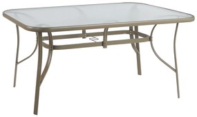 ΤΡΑΠΕΖΙ BRUNO 160Χ90Χ72Υεκ. ΜΕΤΑΛΛΙΚΟ ΣΑΜΠΑΝΙ ΜΕ ΓΥΑΛΙΝΗ ΕΠΙΦΑΝΕΙΑ HM5074.04