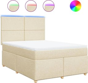 vidaXL Κρεβάτι Boxspring με Στρώμα Κρεμ 140x200 εκ. Υφασμάτινο