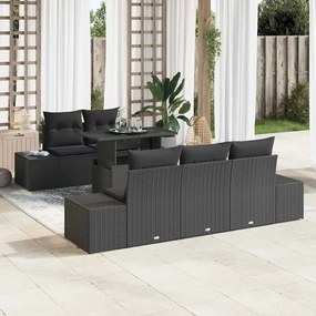 vidaXL Σετ Καναπέ με μαξιλάρι 6 pcs Μαύρο συνθετικό ρατάν