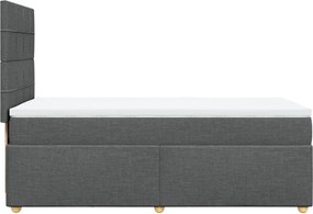 vidaXL Κρεβάτι Boxspring με Στρώμα Σκούρο Γκρι 90x200 εκ. Υφασμάτινο