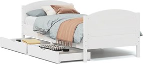 vidaXL Σκελετός Κρεβ. Χωρίς Στρώμα Λευκό 75x190 εκ Μασίφ Πεύκο