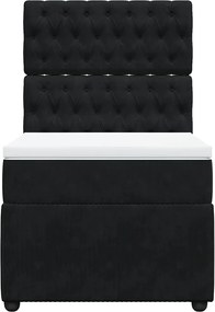 vidaXL Κρεβάτι Boxspring με Στρώμα Μαύρο 80 x 200 εκ. Βελούδινο
