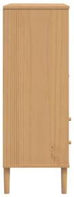 vidaXL Ντουλάπι Ψηλό SENJA Καφέ/Ρατάν 90x40x112 εκ. Μασίφ Ξύλο Πεύκου
