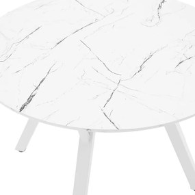 Tραπέζι Annie pakoworld MDF λευκό μαρμάρου Φ100x76εκ - Μέταλλο - 235-000007