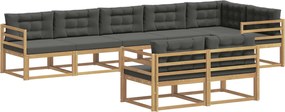 vidaXL Σειρά Καναπέ Εξωτερικού 6 pcs Άσπρο και Ανθρακί Πολυεστέρας