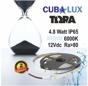 Ταινία LED 4,8W IP65 12V 3000K 4000K 6000K 5M TORA Cubalux 500004