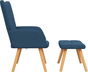 vidaXL Πολυθρόνα Relax Μπλε Υφασμάτινη με Σκαμπό