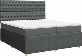 vidaXL Κρεβάτι Boxspring με Στρώμα Σκούρο Γκρι 200x200 εκ. Υφασμάτινο