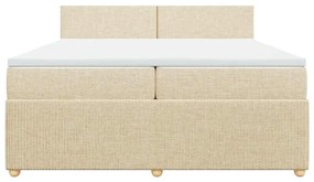 vidaXL Κρεβάτι Boxspring με Στρώμα Κρεμ 200x200 εκ. Υφασμάτινο