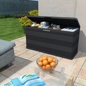vidaXL Μπαούλο Αποθήκευσης Κήπου Μαύρο 117 x 45 x 56 εκ.