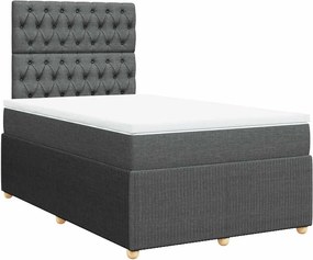 vidaXL Κρεβάτι Boxspring με Στρώμα Σκούρο Γκρι 120x200 εκ. Υφασμάτινο
