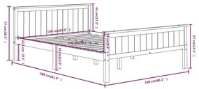 Πλαίσιο Κρεβατιού Σκούρο Καφέ 160 x 200 εκ. Μασίφ Ξύλο Πεύκου - Καφέ