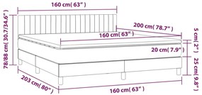 vidaXL Κρεβάτι Boxspring με Στρώμα Σκούρο Γκρι 160x200 εκ Υφασμάτινο