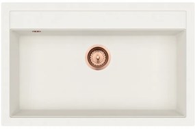 Helika Quadro SQQ 103 Ένθετος Γρανιτένιος Νεροχύτης με Χάλκινη Βαλβίδα Μ79.5xΠ50.5cm Λευκό