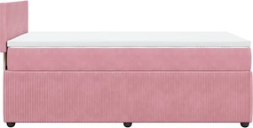 vidaXL Κρεβάτι Boxspring με Στρώμα Ροζ 90x190 εκ. Βελούδινο
