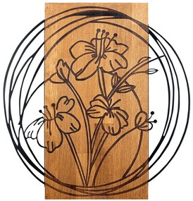 Διακοσμητικό Τοίχου Orchid 279ENZ1849 55x57,5cm Walnut-Black Wallity Μέταλλο,Ξύλο