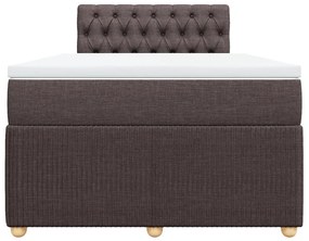 vidaXL Κρεβάτι Boxspring με Στρώμα Σκούρο Καφέ 120x190 εκ Υφασμάτινο