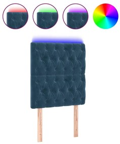 Κεφαλάρι Κρεβατιού LED Σκούρο Μπλε 80x7x118/128 εκ. Βελούδινο - Μπλε