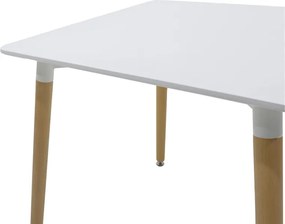 Τραπέζι Snow MDF λευκό-πόδια σε φυσική απόχρωση 80x80x76εκ