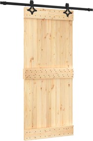 vidaXL Συρόμενη Πόρτα Φυσικό και Μαύρο 90 x 210 cm