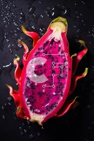 Intra Συλλεκτικό Ξύλινο Παζλ Plywood  4mm - Φρεσκοκομμένο Dragonfruit με Σταγόνες Νερού Σε Ξύλινο Κουτί - Διαστάσεις: 10x10 cm – 25 κομμάτια