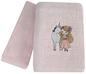 Πετσέτες Βρεφικές Little Girl (Σετ 2τμχ) Pink Astron Σετ Πετσέτες 70x130cm 100% Βαμβάκι