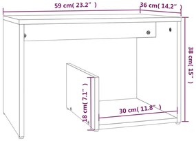 Βοηθητικό Τραπέζι Καπνιστή Δρυς 59x36x38 εκ. Επεξεργασμένο Ξύλο - Καφέ