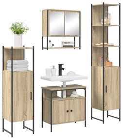 vidaXL Σετ Επίπλων Μπάνιου 4 pcs Sonoma Δρυς 33 x 33 x 188,5 εκ.