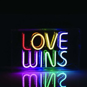 Διακοσμητικό Φωτιστικό Επιτραπέζιο Neon Love Wins Led X131203718 31x4,6x19cm RGB Με Usb Clear Aca