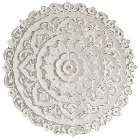 Διακόσμηση τοίχων DKD Home Decor Λευκό Mandala Ξύλο MDF (90 x 2 x 90 cm)