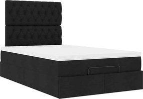 vidaXL Οθωμανικό κρεβάτι με στρώμα Μαύρο 120x190 cm Ύφασμα