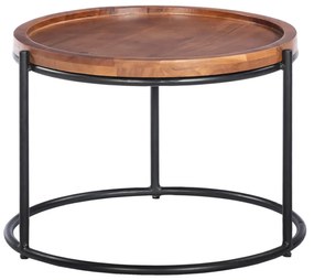 CELLINI COFFEE TABLE SET 2ΤΕΜ ΚΑΡΥΔΙ ΑΝΟΙΧΤΟ ΜΑΥΡΟ 70x70xH43cm