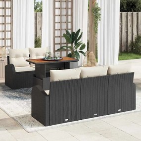 vidaXL Σετ Καναπέ Κήπου με μαξιλάρι 6 pcs Μαύρο και κρεμ