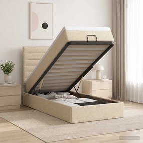 VidaXL Κρεβάτι Ottoman με στρώμα με κεφαλάρι Κρεμ 90 x 200 cm Ύφασμα