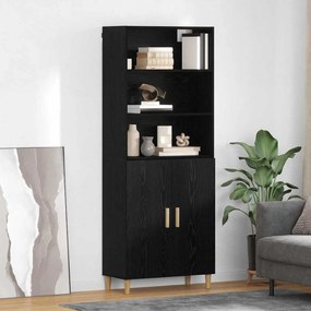 vidaXL Highboard Μαύρη Οξυά 69,5 x 32,5 x 180 εκ Επεξεργασμένο Ξύλο