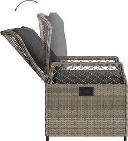 vidaXL Σετ Τραπεζαρίας Κήπου 3 τεμ. Γκρι Συνθ. Ρατάν με Μαξιλάρια