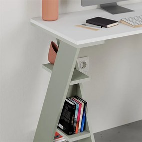 Γραφείο εργασίας Papillon Megapap χρώμα ash green - λευκό 106x50x75εκ